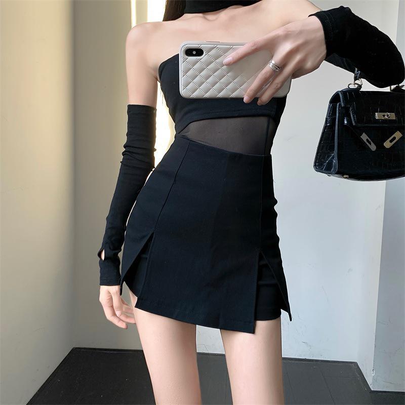 

Women s A-Line High-Waist Skirt Pants with Anti-Exposure Feature - 2023 Spring & Summer Collection XXXL чёрный