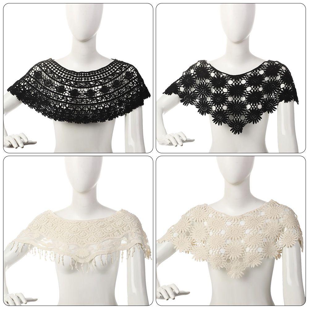 Dutý střapec Vintage šál Pončo Falešný límec Háčkovaný pletený plášť Krajková vesta