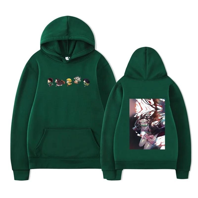 Autumn Winter Japanese Anime Hoodie Sweatshirt Print Letter Oversize Pullover Casual Fashion Street Long Sleeved Top