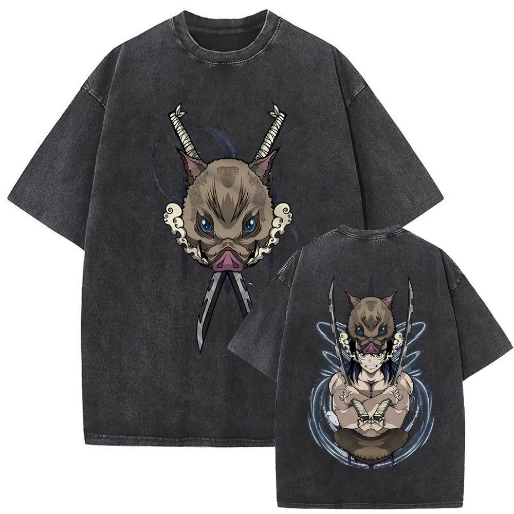 Heavy Duty Tshirt Demon Slayer Blade Washed To Make Old Loose Retro Slimming Oversized Loose Casual Summer
