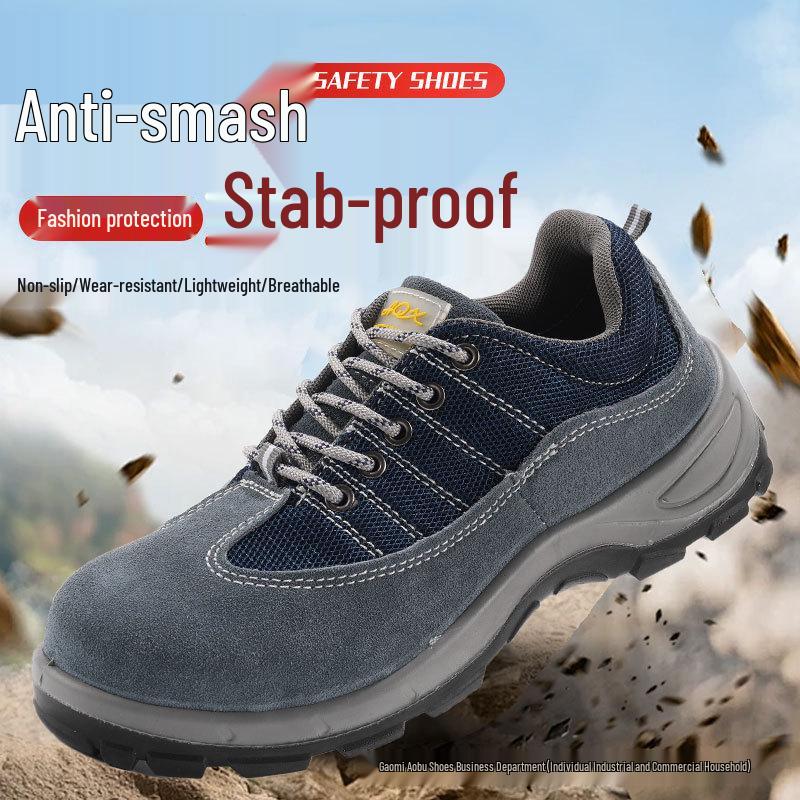 Men s Lightweight Breathable Safety Work Shoes – Anti-Smash, Anti-Puncture, Wear-Resistant Casual Footwear 802 cowhide suede leather (ordinary material);38