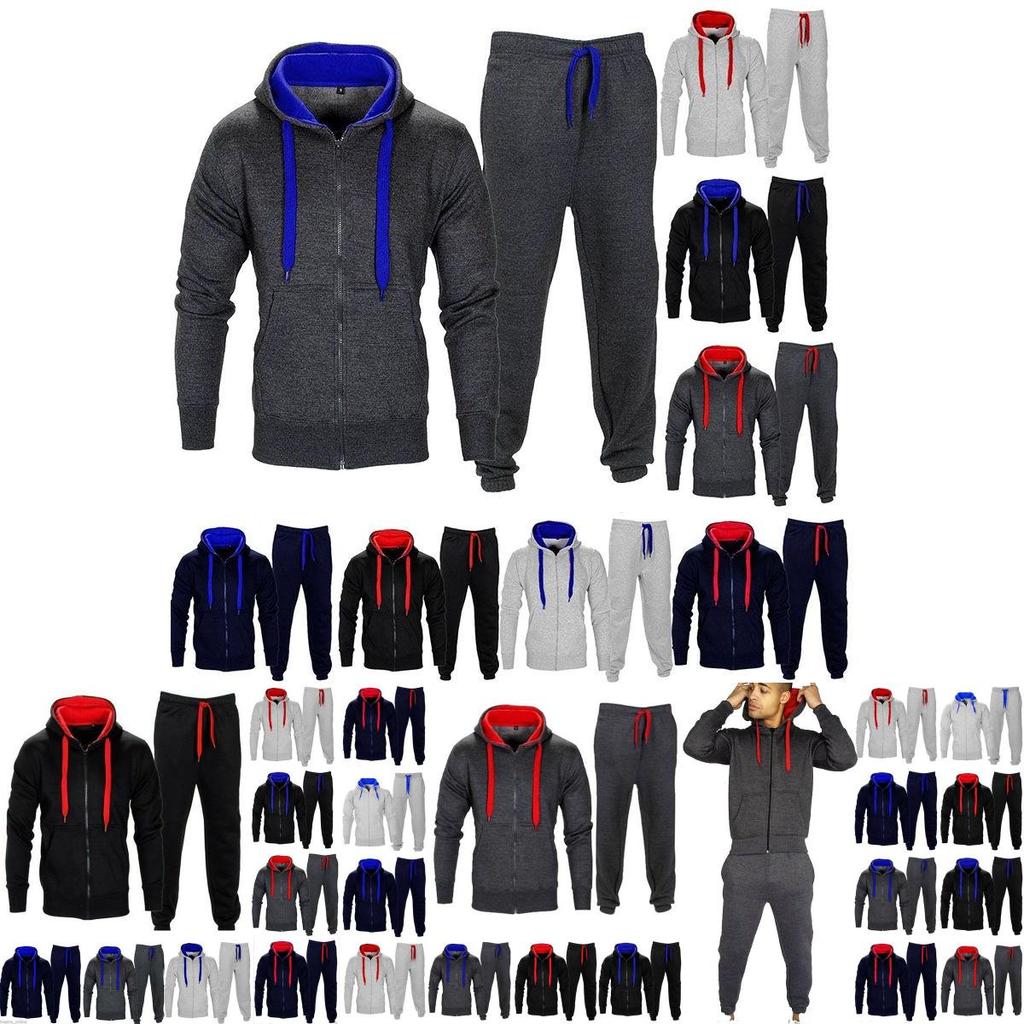 Luxuriously Warm Men's Tracksuit Set With Fleece Zip Hoodie And Jogging Bottoms