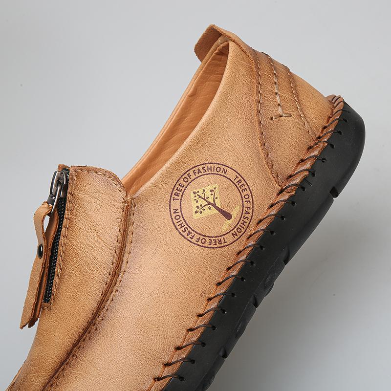 Men's Leather Sneakers Slip On Casual shoes Handmade Loafers Moccasins Breathable Flats Tooling Shoes Plus Size 39-48