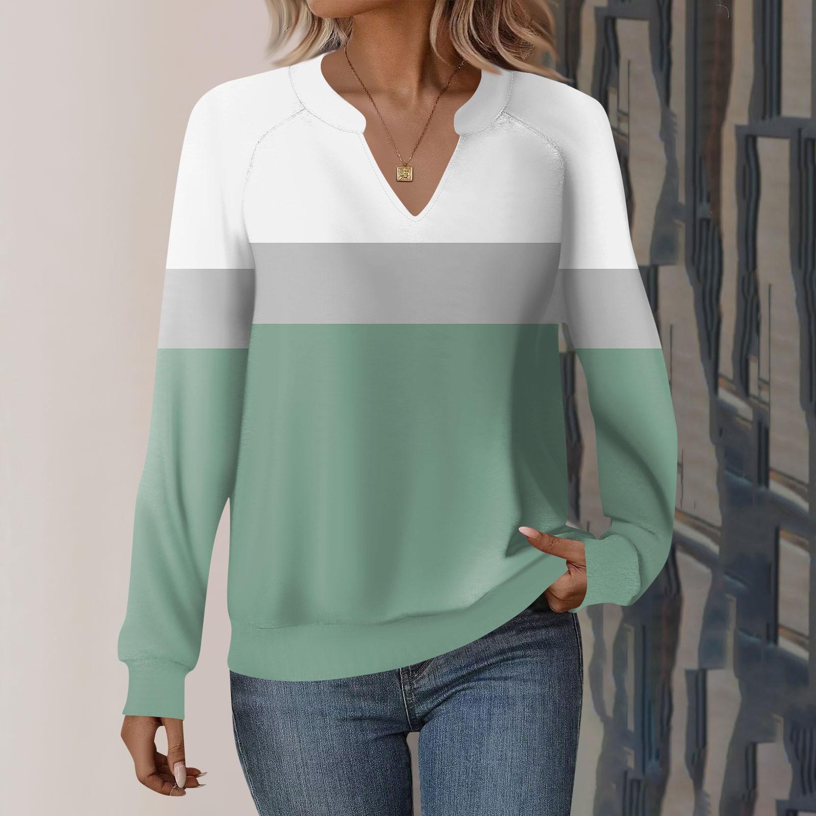 

Женская повседневная толстовка с длинным рукавом и V-образным вырезом, свободный пуловер с градиентным принтом S