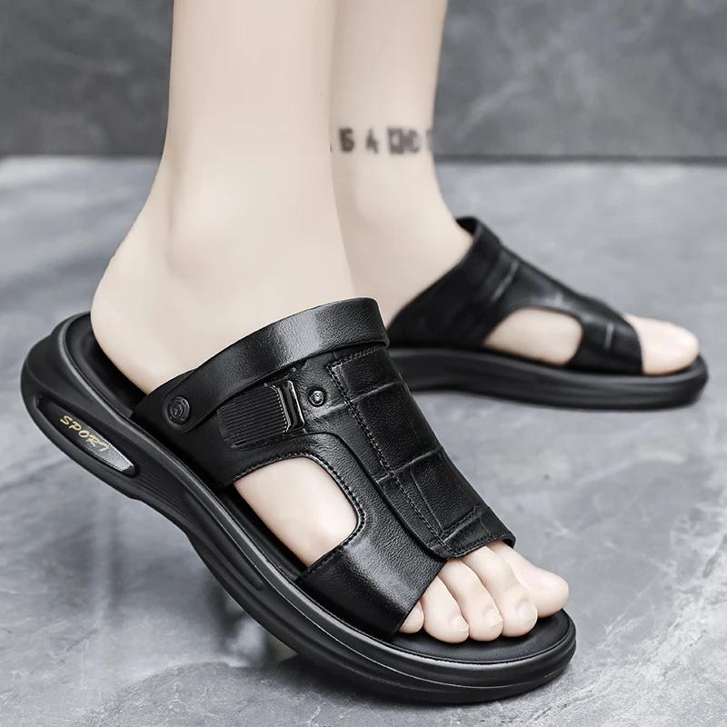 Fashion 2025 Summer Fashion Men Sandals Man Beach Leather Sandals Luxury Sandals Men Outdoor Beach Casual Shoes Cheap Male Sandals