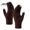 Skiing Snowboard Winter Gear Knitted Touchscreen Gloves for Women Men, Warm Five Finger Gloves, Fleece Lined Smartphone Thermal Cold Weather