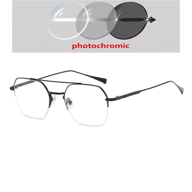 Half Frame Blue Light Blocking Polygon Nearsighted Glasses Women Men Short-Sight Prescription Spectacles 0 -0.5 -0.75 To -6.0