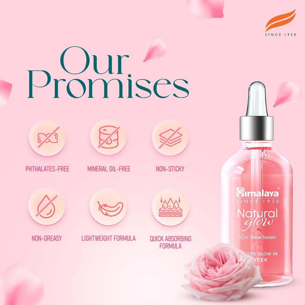 Himalaya Rosen Gesichtsserum 30ml Mit Hyaluronsäure & Niacinamid Für Strahlende Hydratisierte Haut