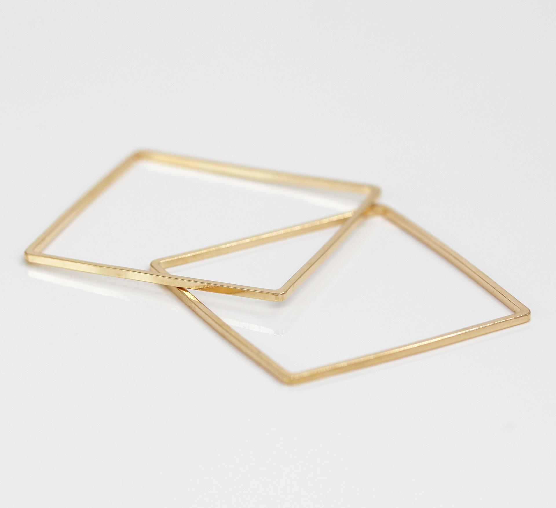 Geometric DIY Copper Square  Diamond Stud Earrings