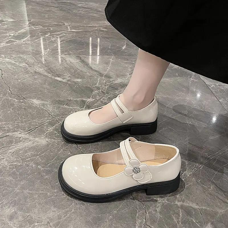 Fashion Woman Pumps Gothic Mary Jane Shoes for Women Moccasins Loafers Japanese Style Lolita Round Toe Slip On 2025 Trend 39 Chic Point