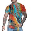 Summer Men Printed T-Shirt Round Collar Fashion Short Sleeve Shirt Tee Top
