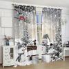 2 Pieces Christmas Snowman Curtain - Holiday Pine And Cardinal Bird Design Printed Curtains, Home Decoration, Room Decoration