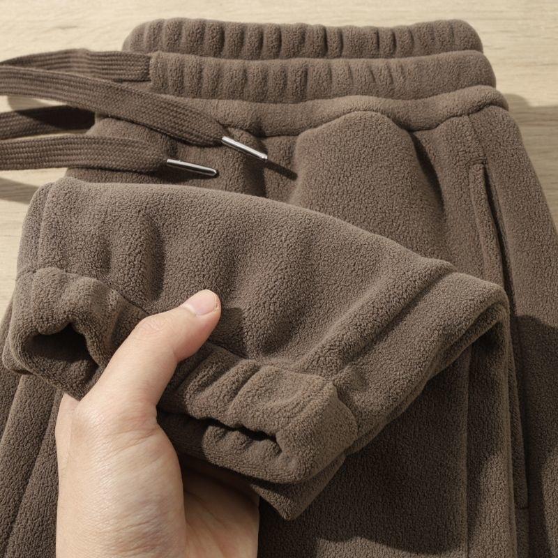 

Повседневные флисовые брюки для женщин, осень-зима, утолщенные повседневные спортивные брюки, верхняя одежда, теплая модная однотонная дизайнерская одежда M коричневый
