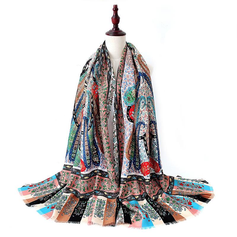 Bohe Style Cashew Floral Print Women'S Shawl Scarf Breathable Thin Travel Beach Scarves Ethnic Shawls Vintage Bandana Stoles