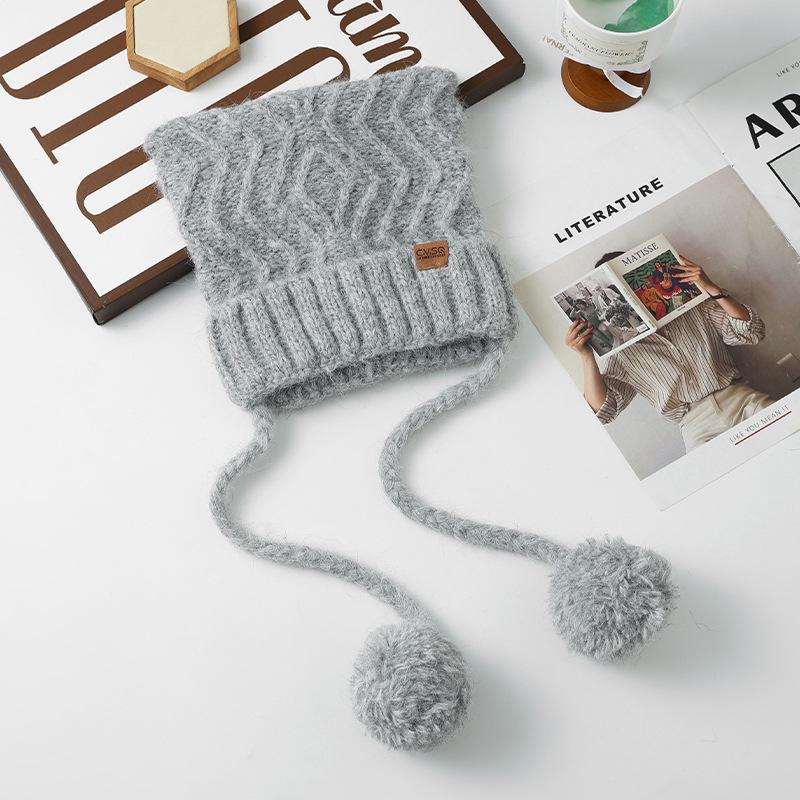 Sweet and Cute Cat Ear Knitted Head Hat Autumn and Winter Fashion Versatile Warm Wool Hat Outdoor Cold Proof Hat Women