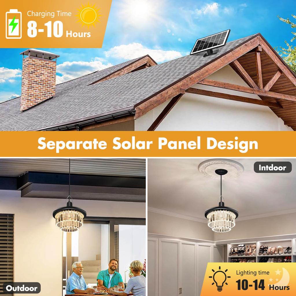 Upgrade Solar Shed Light Indoor Outdoor Crystal Motion Sensor Pendant Light Waterproof Remote Control Gazebo Barn Garage Garden