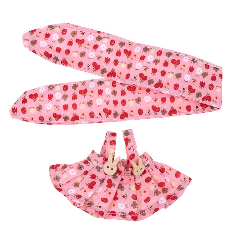 For 17cm Labubus Doll Clothes Accessories Sweet Floral Dress With Headband