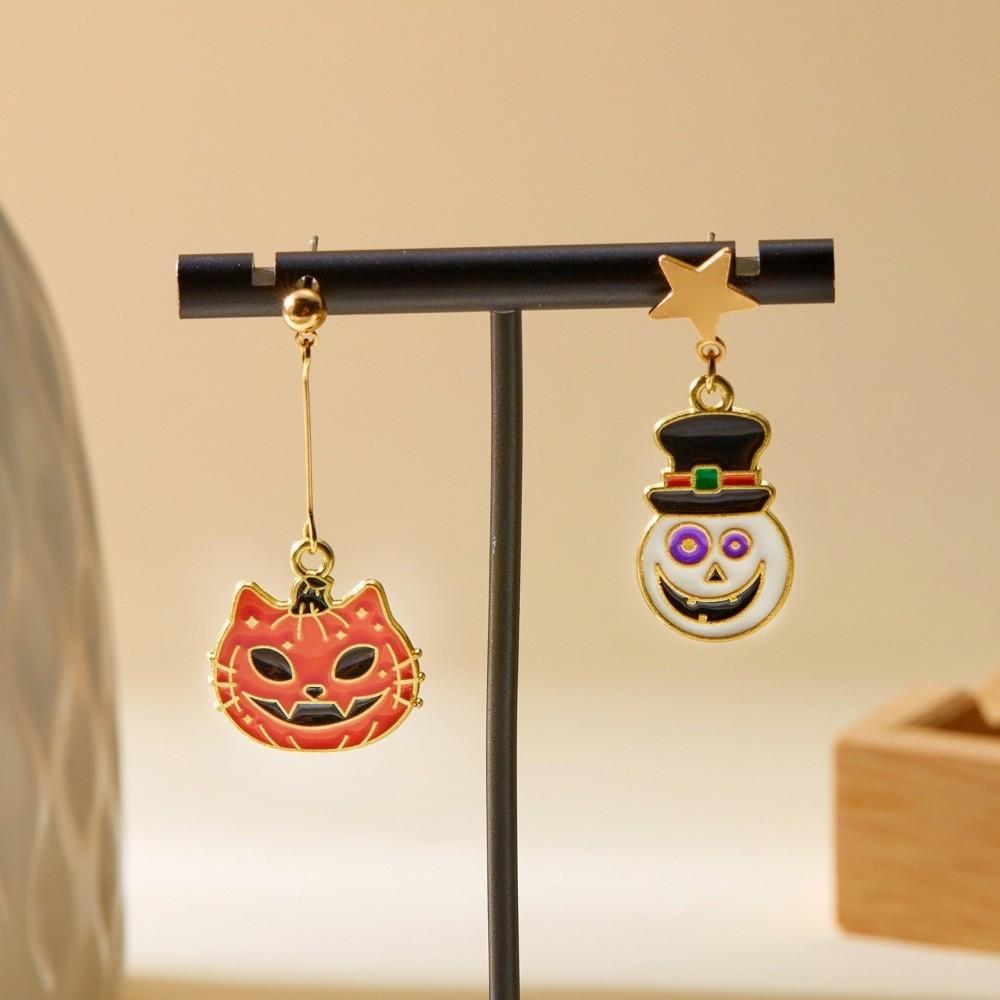 Enamel Halloween Earrings Star Pumpkin Dangle Earrings Exaggerated Ghost Ear Studs  Party