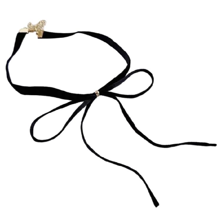 Y2K Bowknot Pendant Choker Jewelry Adjustable Chain Choker Velevet Rope Necklace