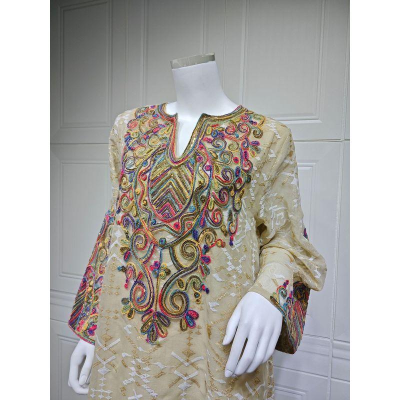 2025 Indonesia Fashion Mesh Embroidery Embroidered Patchwork Robe Two Middle East Women clothes Dubai Dress Dress