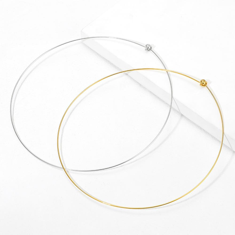 1 Piece 304 Stainless Steel Wire Collar Choker Necklace Round with Removable Ball End Cap Handmade DIY Jewelry Making 45cm Long