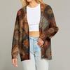 Women's Fashion Long Sleeve Christmas Print V-Neck Button Loose Cardigan Top