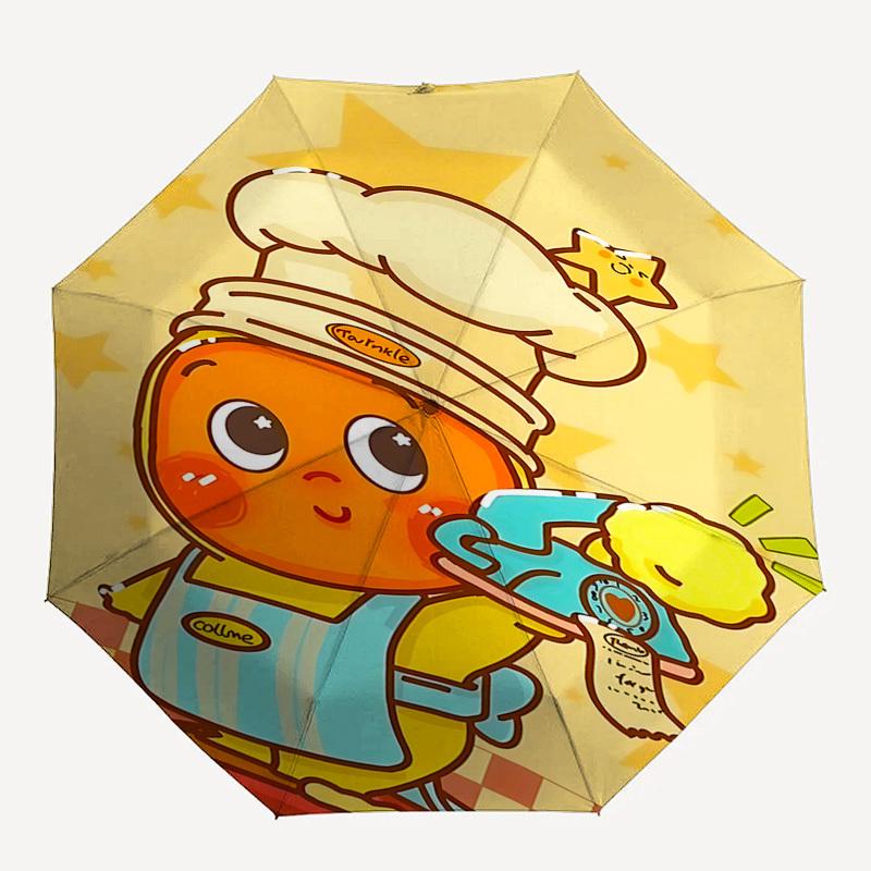 

1pc Chef Star umbrella automatic open/close, 8-Rib Durable Frame, Compact Folding Design, Ideal Birthday/Holiday Gift 1175A