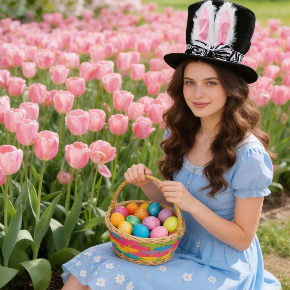 Festive Style Bunny Ear Hat Large Ears Costume Headgear Fun Gift Top Hat Easter Party
