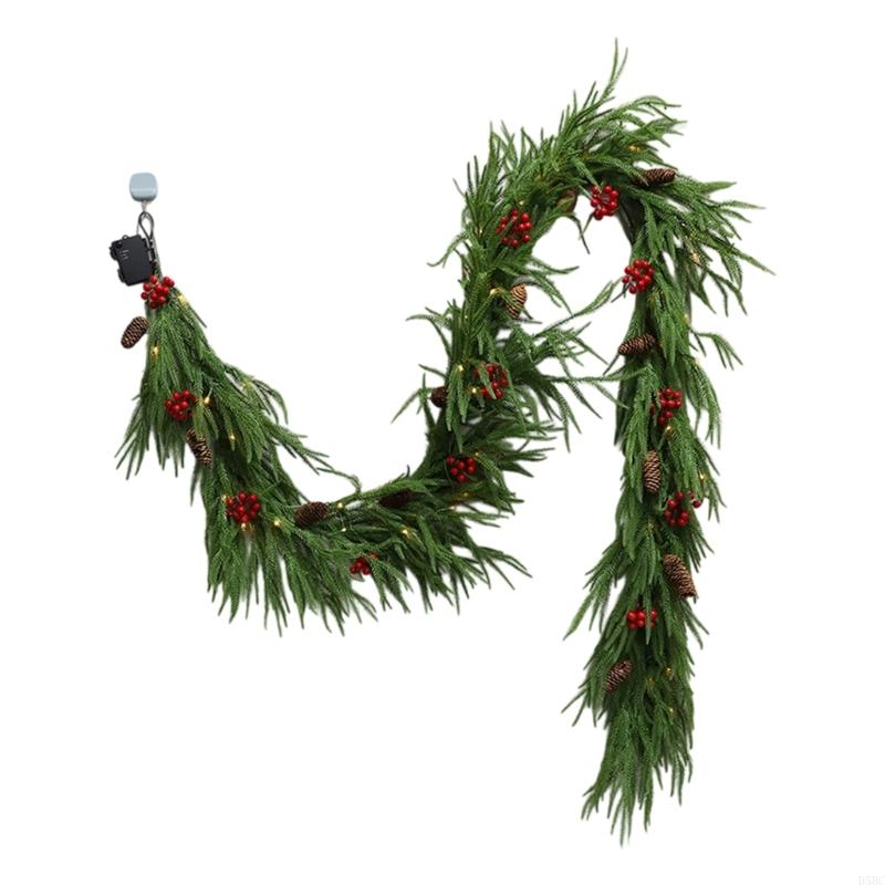 Christmas Norfolk Pine Garlands Real Touch Pine Artificial Garland Faux Greenery Garland Winter Christmas Garland for Table Xmas