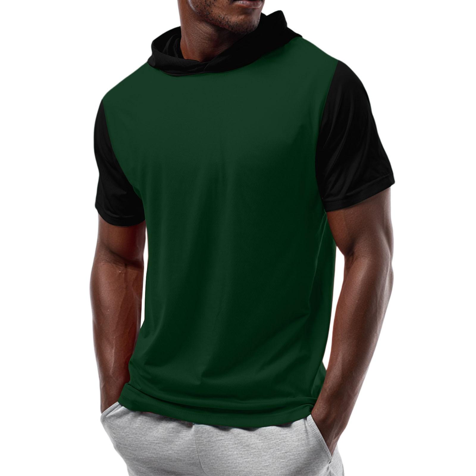 

Мужская футболка с капюшоном с короткими рукавами и прямыми плечами L