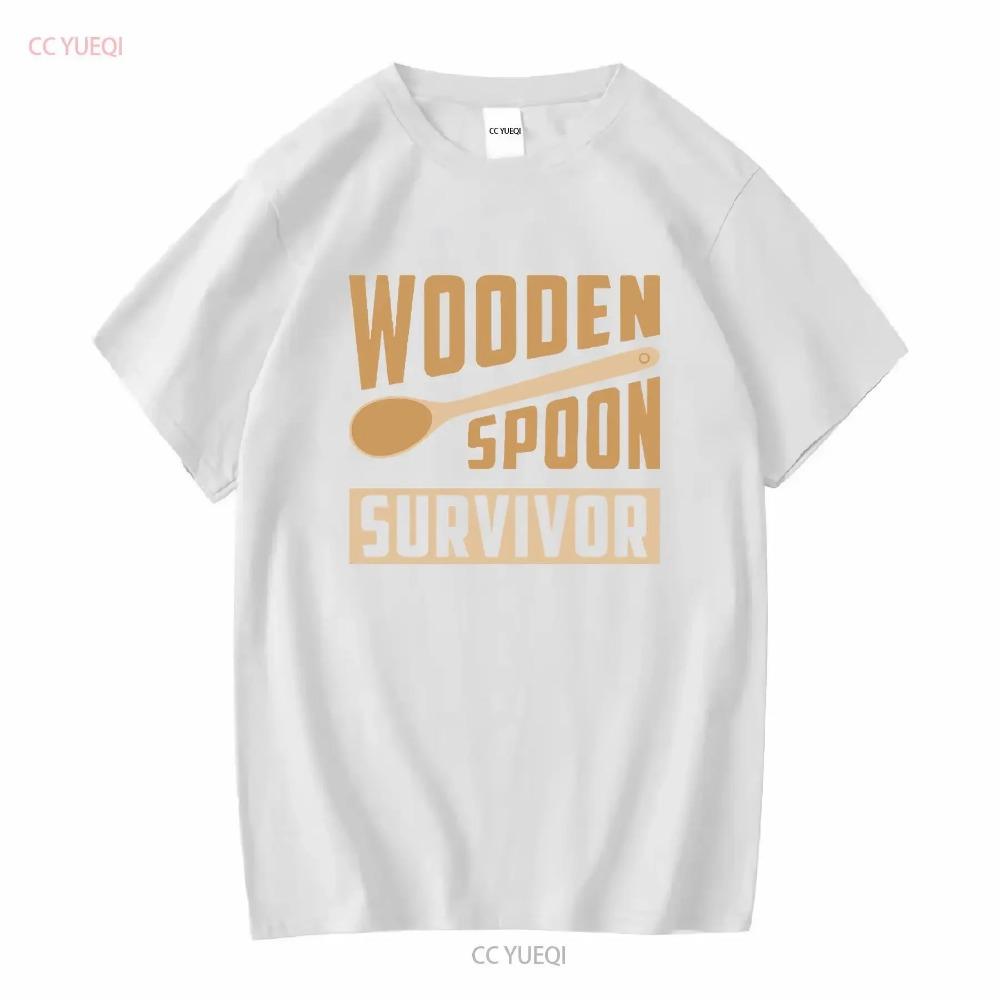 Wooden spoon survivor mens T Shirt unisex funny joke novelty slogan retro fashion comedy design top classic cool meme vintage