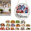 Personalized Welcome Sign for Front Entrance Interchangeable Sign Seasonal Magnetic/Insert Icon Hanger Rustic Door Decor with Magnetic Icons