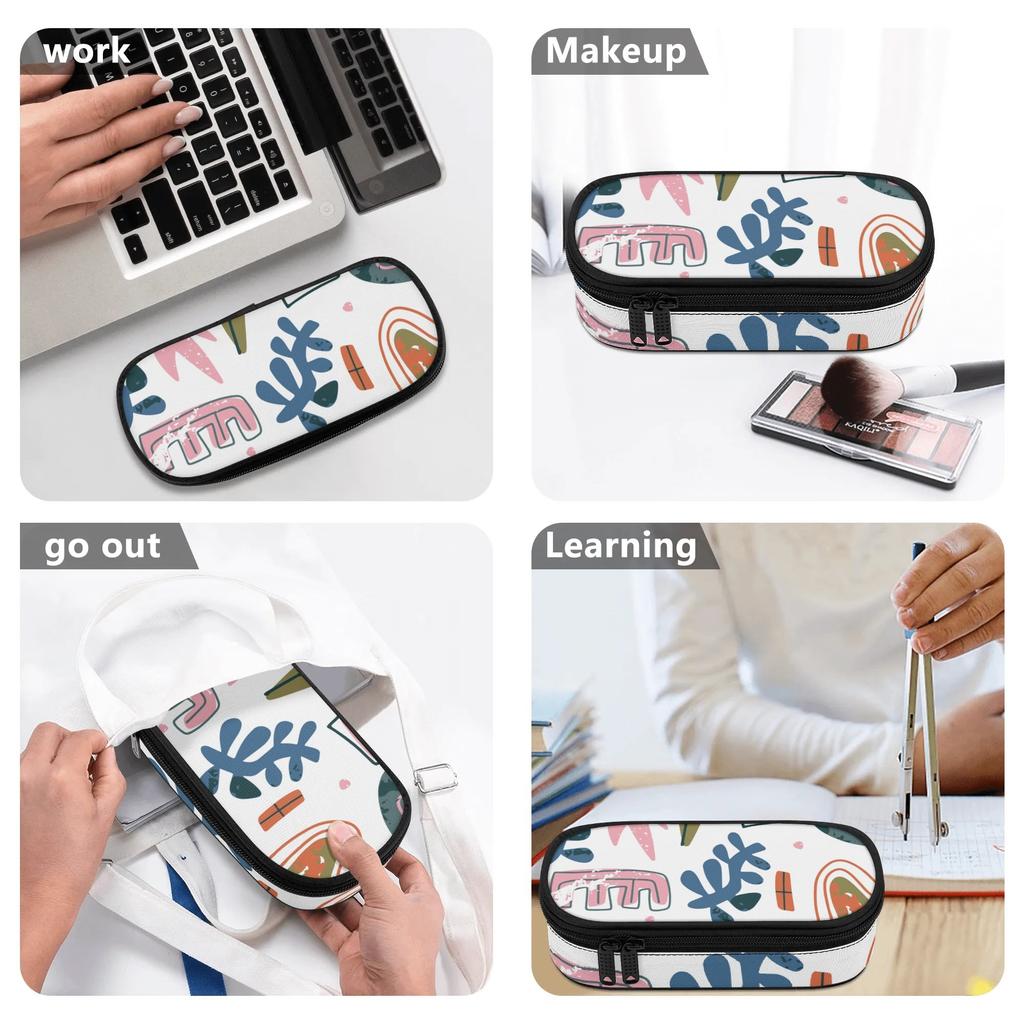 School Pencil Case Portable 300D Polyester Smooth Zipper with Mesh Pocket Removable Divider and Pen Slots for Boys Girls