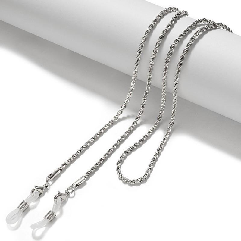 Fashionable Twisted Chain Glasses & Mask Lanyard – Anti-Lost Hanging Neck Metal Chain
