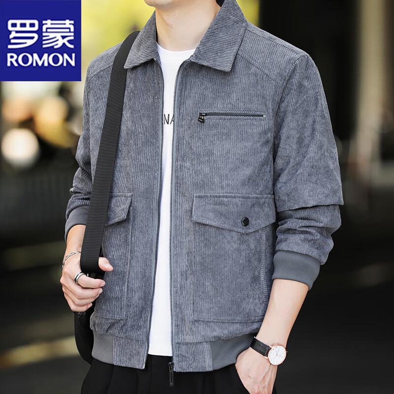 

ROMON Men s Corduroy Lapel Casual Jacket M