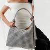 Borsa a Spalla da Donna Nyl, Design di Marca, Borsa a Secchiello Crossbody a Quadri Bianchi e Neri, Borsa Tote Shopper Grande Capacità per Pendolari