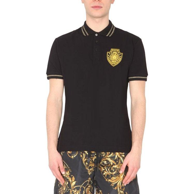 VERSACE JEANS COUTURE SS22 Polo Shirt Men's Black 72GAGT11-CJ01T-G89