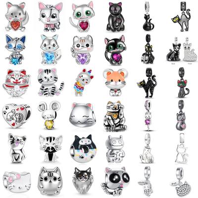 Neuer Kupfer-Charm Passend für Original-Armband Zubehör Damenschmuck Haustier-Serie Glückskatze Maus