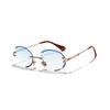 A18904 Diamond Cut Vintage Oval Sunglasses Women, Crystal Textured Glasses, Frameless Sunglasses