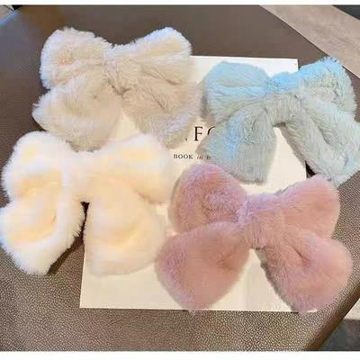 1 Stück Neue koreanische Version Herbst und Winter Plüsch Schleife Haarspange, Samt Hinterkopf Haarspange, flauschige Spange Haaraccessoire