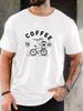 Unisexs Round Neck Tee Retro Bicycle Coffee Graphic Soft Cotton Short Sleeve City Lover Casual Summer Daily Wear Simple Basic Top