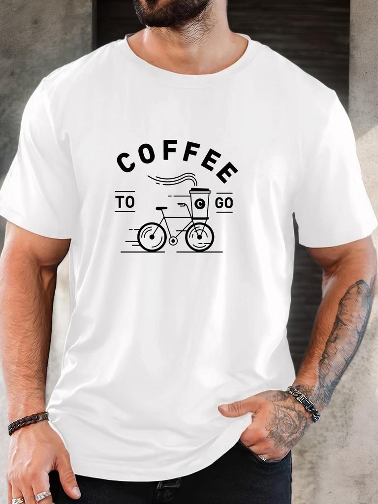 Unisexs Round Neck Tee Retro Bicycle Coffee Graphic Soft Cotton Short Sleeve City Lover Casual Summer Daily Wear Simple Basic Top