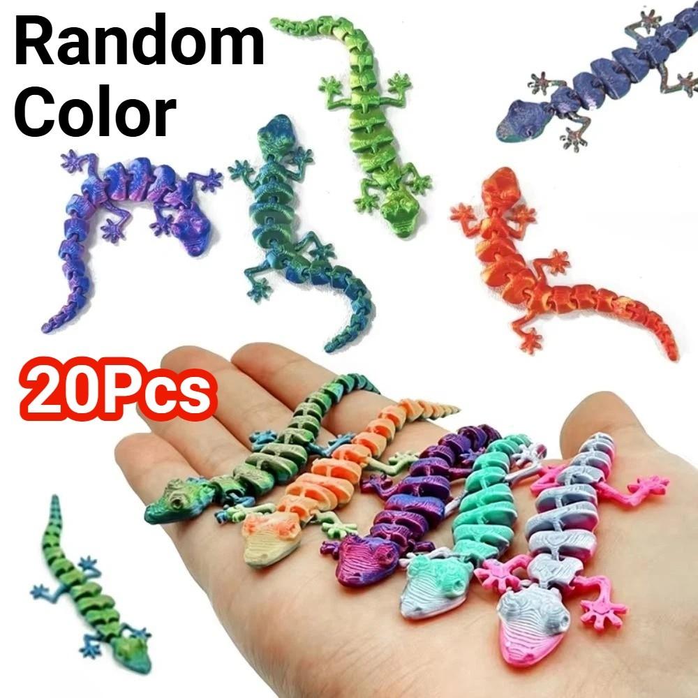 20Pcs Creative 3D Printed Gecko Model Lifelike 3D Printed Lizard Home Decoration