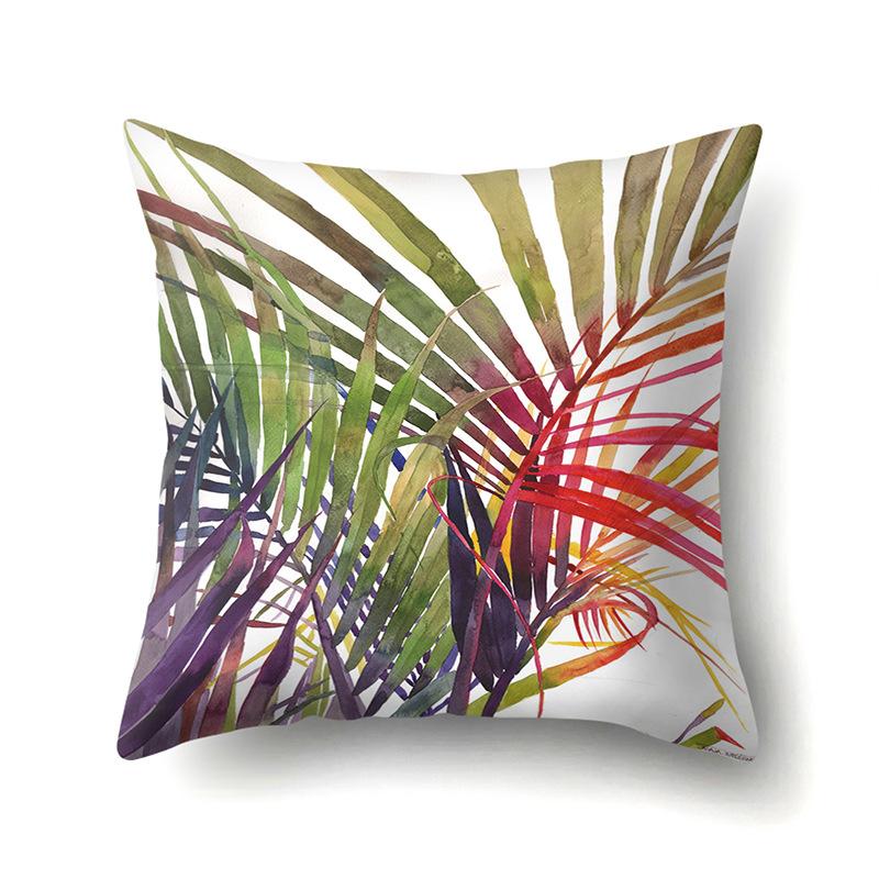 Polyester Pillowcase Nordic Ins Style Plant Flower Print Peach Leather Velvet Pillowcase Car Waist Cushion Cover
