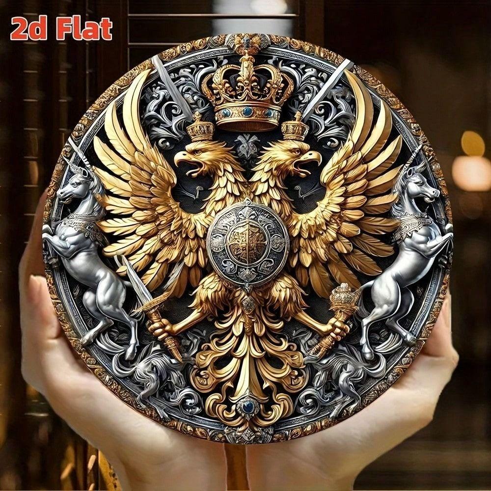 Metal Wall Sign Vintage Double Eagle Embossed Tin Poster 8x8 Inch for Bar Garage
