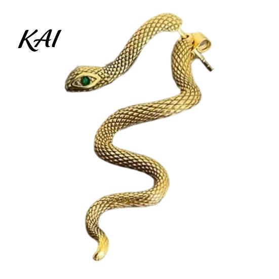 Fashion Accessories for Streetwear 1 Pair Vintage Gothic Snake Earrings, Retro Punk Front Back Boho Style Metallic Serpent Earrings Stud Halloween