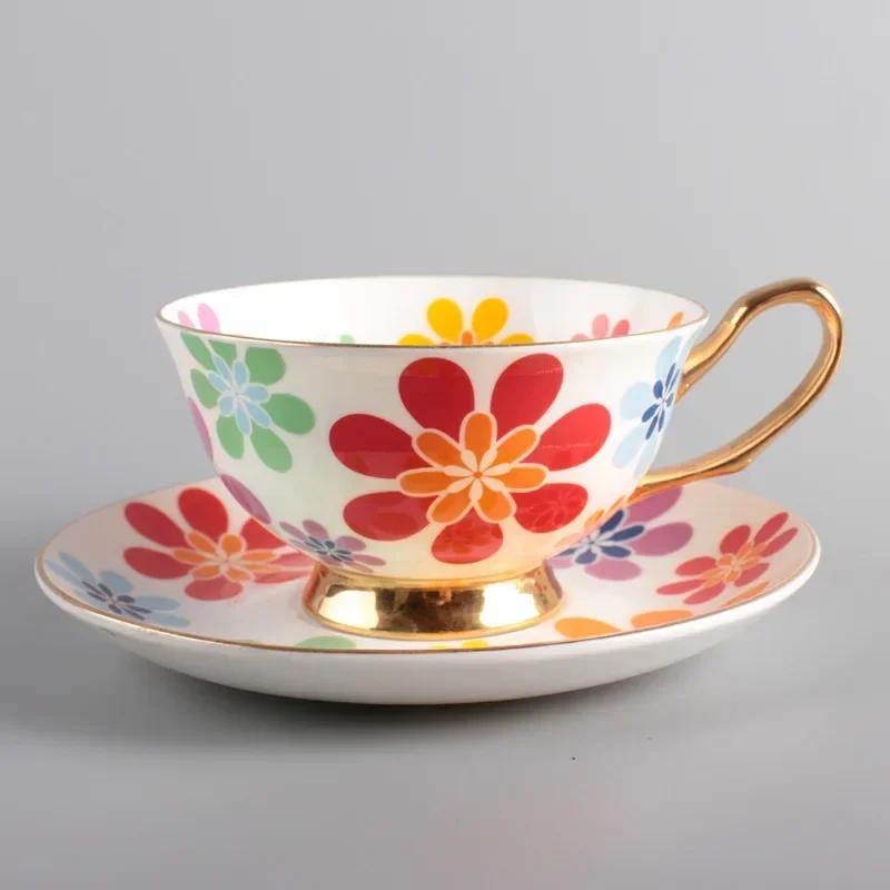 Coffee Cup Saucer High-end Exquisite Nordic Home British Pastoral Fashion Afternoon Tea High Bone China Ceramic Cup Red Tea Cups