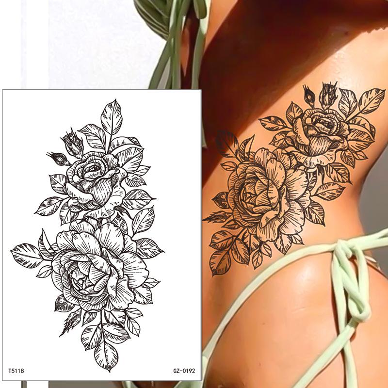 Herbal Juice Tattoo Sticker Waterproof Non-Reflective Flower Arm Personality Lasting Senior Sense Internet Celebrity Temporary Tattoo Sticker