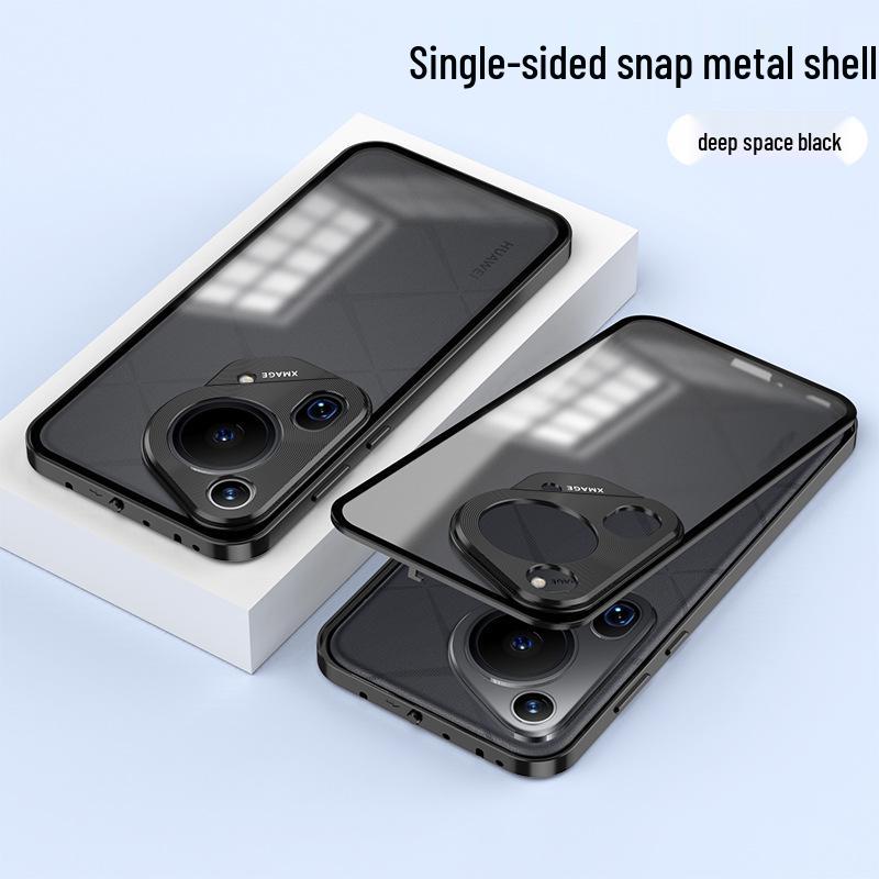 Huawei Pura70 Pro Metal Frame Frosted Snap-Button P60 Back Panel Phone Case for P80 Ultra