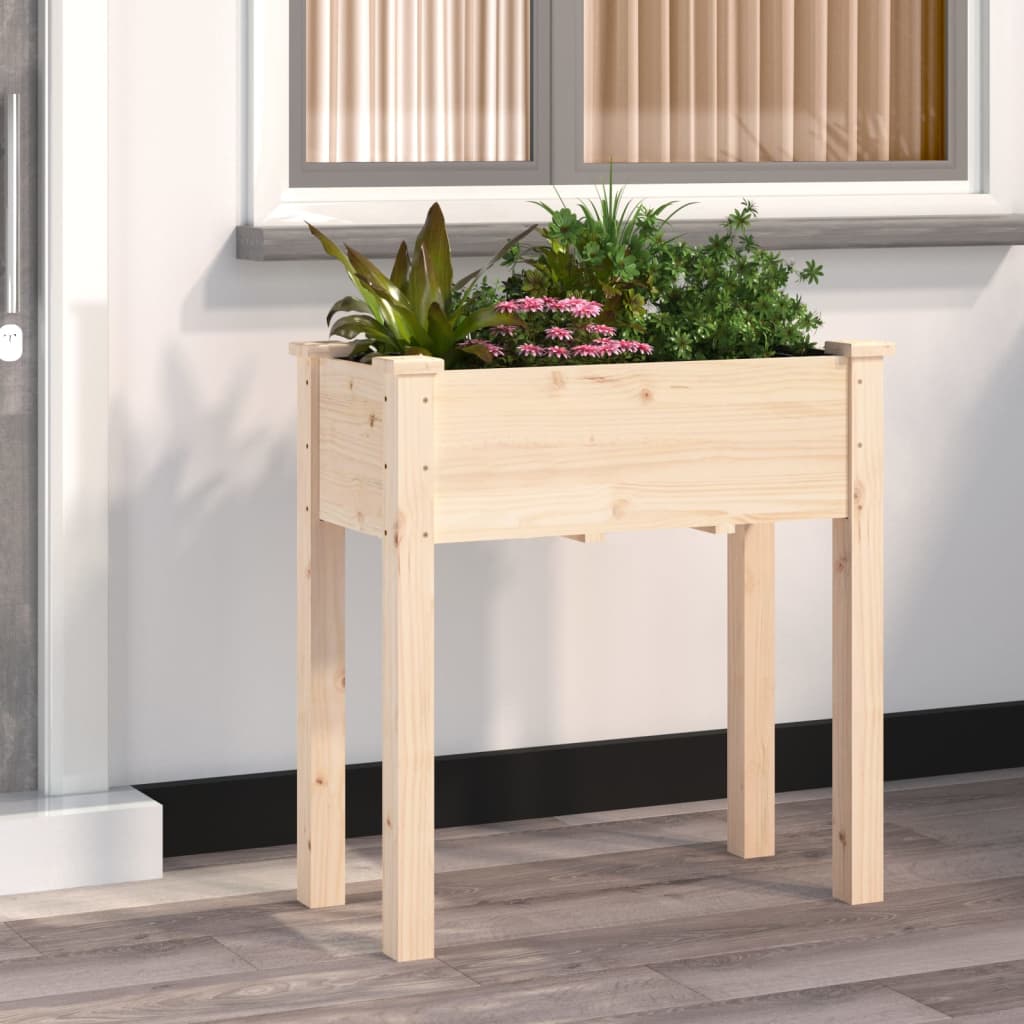Vidaxl Flower Stand with Liner, 71X37X76 Cm, Solid Fir Wood
